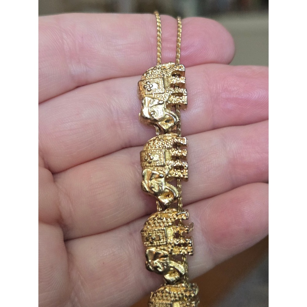 Goldtone Elephant Slide Bracelet Vintage - Picture 5 of 6